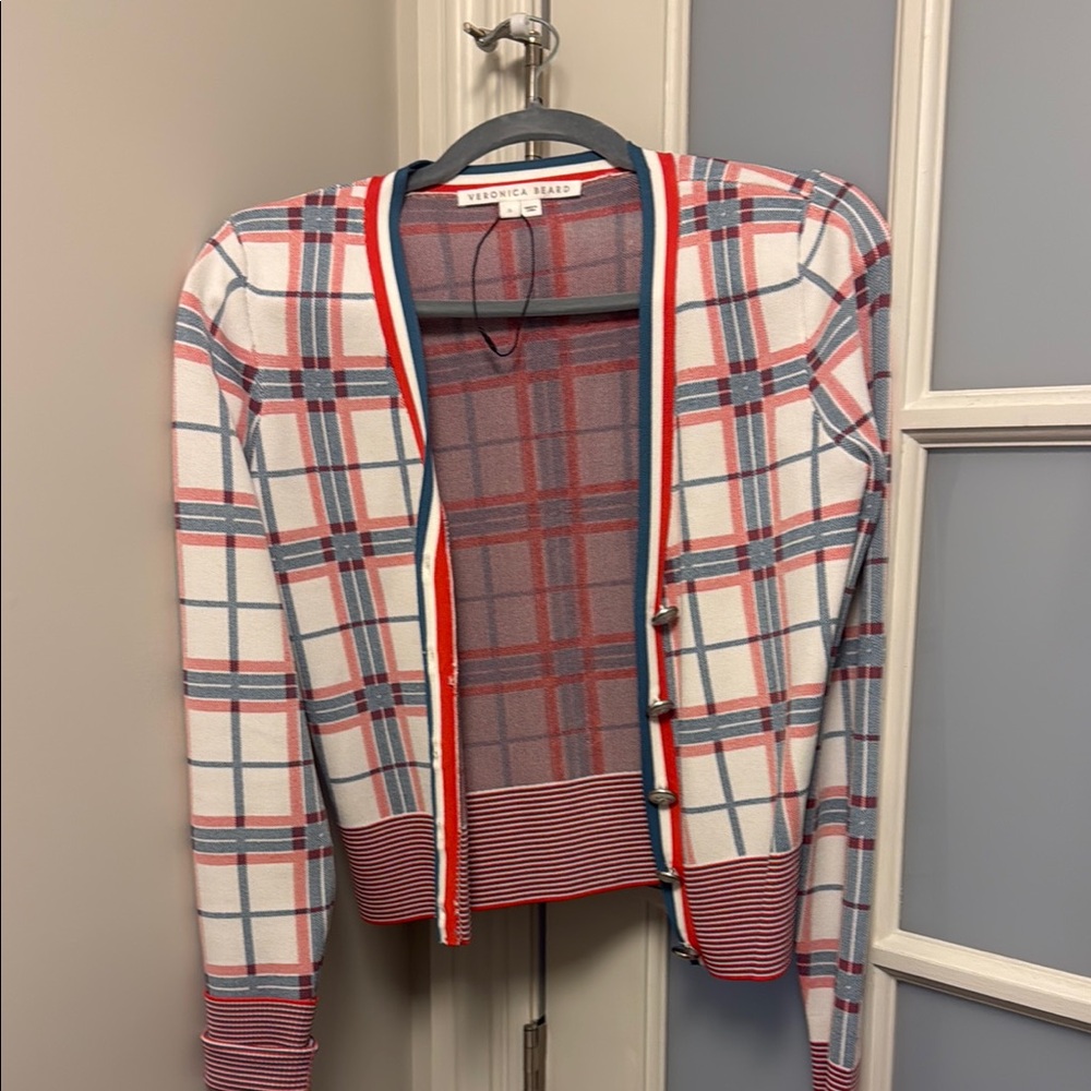 Veronica Beard Plaid Women's Sweater - Red, Blue, White